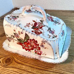 Antique Bishop & Stonier Porcelain Cheese Dish Dome